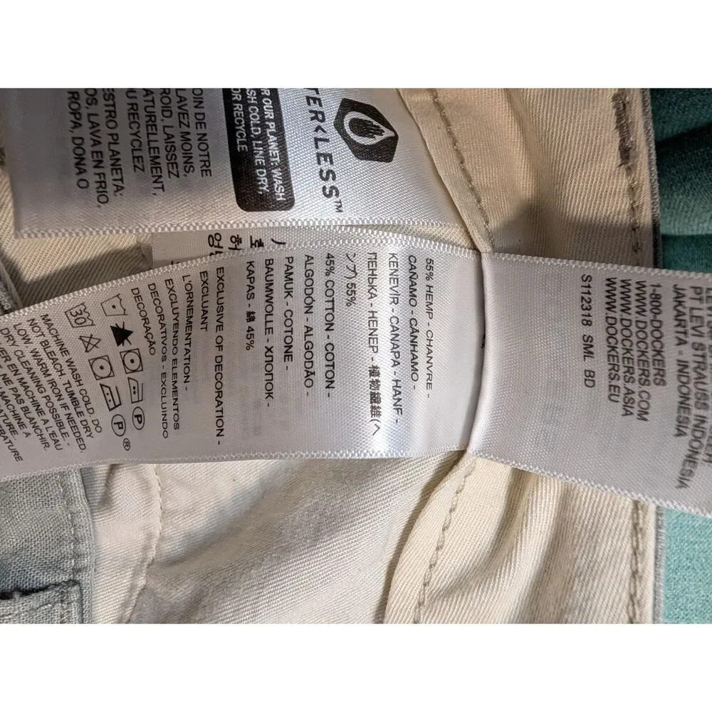 Dockers Men's Hemp Cotton Blend Casual Pats Size 29 Sage Straight Leg Lightweigh